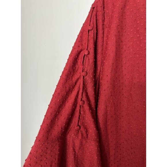 Rose + Olive Women’s Top Plus Red 3/4 Ruffle Sleeve Dots Relaxed Size 1X - Picture 7 of 12